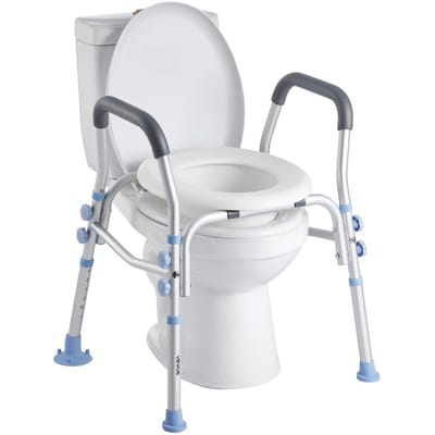 Verhoogd Toiletzitting met Armleuningen, Belastbaar tot 136 kg, Verstelbare Hoogte, Verbreed Toiletverhoger met Handgrepen en Spatbeschermer voor