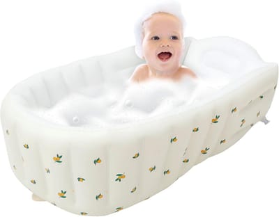 Babybadje Opblaasbaar - Luxe Kinderbad - Veilig Baden - Ingebouwde Pomp - 90 x 50 x 25 cm - Olijfgroen