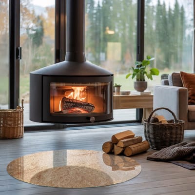 Coloray Vloerplaat Houtkachel - Vloerplaat Openhaard - 100 cm x 100 cm - Houtkachel Accessoires - Beige Vloerplaat Kachel - Plaat Kachel - Plaat voor Onder Houtkachel - Open Haard Accessoires - Onderplaat