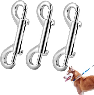 Karabijnhaak Set - Dubbele Sluiting - Bevestigen van Spullen - Dubbelzijdige Sluiting - 89mm Lengte - Zilverkleurig