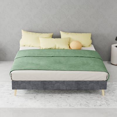 Tweepersoonsbed 140x200 cm Grijs- Bedframe - Modern Bed - Minimalistisch Bedframe - Laag Bed - Moderne Slaapkamer - Bedframe Zonder Hoofdbord - Exclusief Matras - Zonder Gasliftmechanisme - Modern Slaapkamermeubel