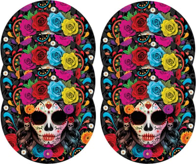 Fiestas Guirca Day of the dead bordjes - 12x - gekleurd - papier - D23 cm