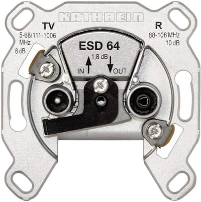 Antenne Doorgangsbok - TV Radio Doos - Signaal Verdelen - Met 1.4dB Demping - 7 x 7 x 3.5 cm