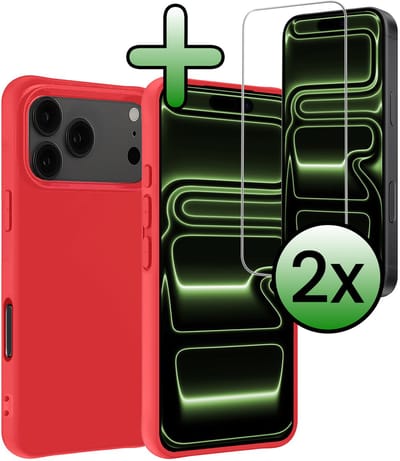 Hoesje Met 2x Screenprotector - Geschikt voor iPhone 17 Pro / 18 Pro - Sterk & Shockproof - Back Cover - Siliconen Case - Telefoon Hoes - Rood