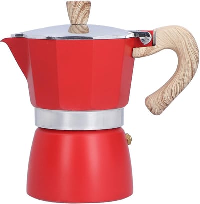 Espresso Koffiezetapparaat - Moka Pot - Thuis Koffie Maken - Hittebestendig Handvat - 3 Kopjes 150ml - Rood