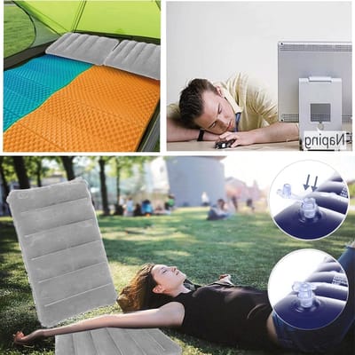 Comfortabele Opblaasbare Kussens voor Kamperen, Reizen en Strand - 2 Stuks, Ideaal voor Auto, Buitenactiviteiten en Wandelen (Grijs)