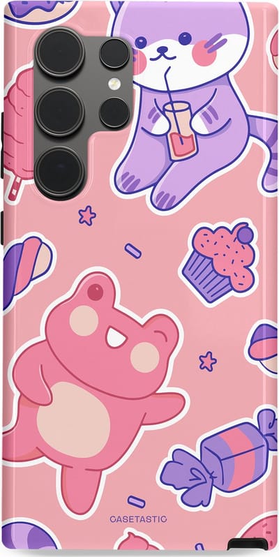 Casetastic hoesje geschikt voor Samsung Galaxy S24 Ultra - Dubbellaagse bescherming - Snoepvriendjes - Fashion Case - Lichtroze Lavendel Koraal
