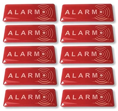 Set van 10 Afschrikkende Stickers voor Dieven - Ultra Krasbestendig en Weerbestendig - 19 mm x 49 mm - Dikte 2 mm