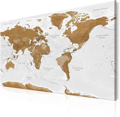Wereldkaart Prikbord - Wandkaart Decoratie - Reizen Plannen - Handgemaakte Kwaliteit - 60x40 cm - Meerdere Kleuren
