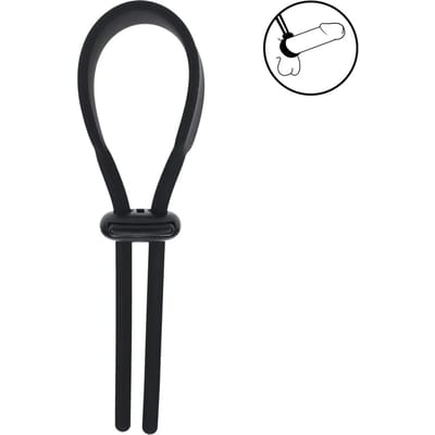Wide Adjustable Silicone Lasso Cockring - 5mm - Black