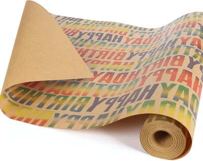 Dailygoods - Happy Birthday Inpakpapier Rol - 15m Kleurvol Kraftpapier voor Verjaardagscadeaus