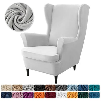 Fluwelen Wingback stoelhoezen Stretch Wing fauteuilhoes met zitkussenhoes Elastische bankhoezen Effen kleur bankhoezen