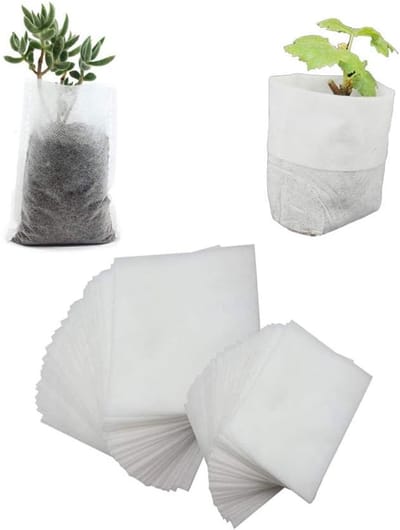Famanu - 500 stuks plantzakken, niet-geweven plantenzaailingenzakken voor tomaten, bloemen, planten en meer - witte kweekzakken - 10 × 8 cm