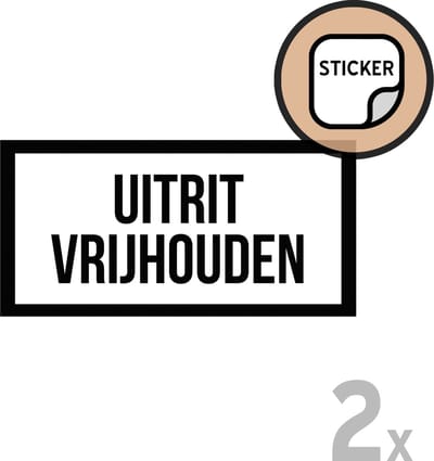 Pictogram/ stickers (2x) | "Uitrit vrijhouden" | 20 x 10 cm | Zwart/ wit | Inrit vrijlaten | Etiket | 2 stuks