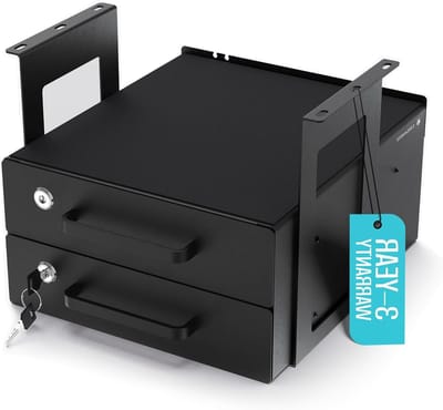 Onderbouw Lade - Bureau Lade - Opbergen Bureau - Met Slot - 34x32x26.5cm - Mat Zwart