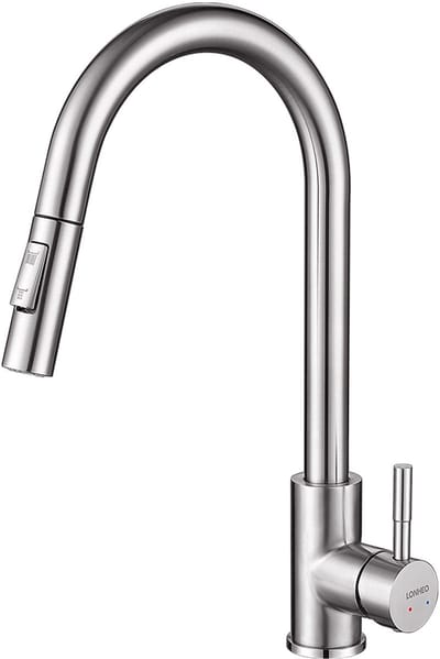 Lonheo Max Keukenkraan met Uitrekbare Uitloop - Gebürstet - 360° Draaibaar - 40% Waterbesparing - Verticaal Paraplu-ontwerp