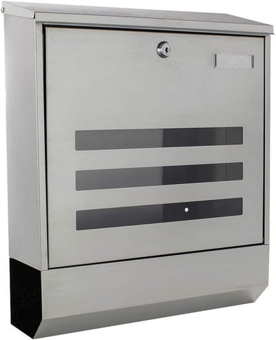 Grote brievenbus - Postbak met krantenvak - Post ontvangen - Roestvrij staal design - 420x350x120 mm - Zilver