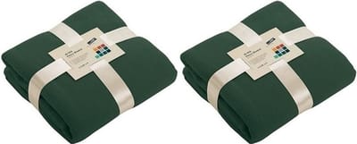 James & Nicholson Fleece bankdeken/plaid - 2x - donkergroen - 130 x 170 cm - 240 grams - pluisvrij - wasbaar