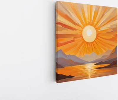 Saammp Canvas Schilderij - Abstracte zon - Natuur - Landschap - 20x20 - Foto op canvas - Wanddecoratie - Muurdecoratie Woonkamer - Slaapkamer decoratie - Canvas Print