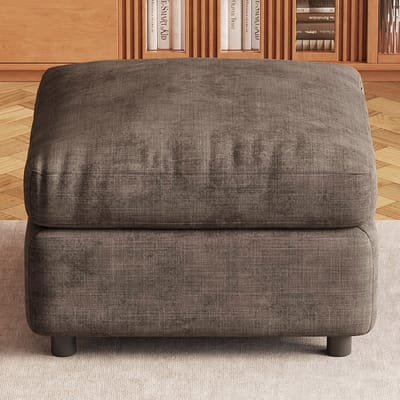 Guyii Meubels bank Voetbank met zachte – 68×68×44 cm – Koffiekleurige fluwelen hocker met opbergruimte – Moderne poef voor woonkamer of slaapkamer
