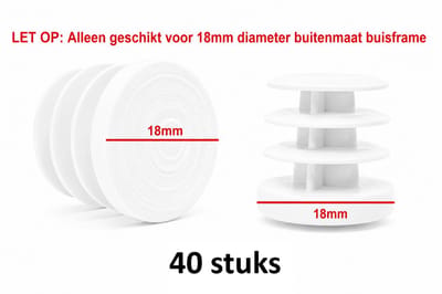 Insteekdop 40 stuks rond wit 18mm kunststof pootdop insteekdoppen pootdoppen stoelpootdop stoelpootdoppen