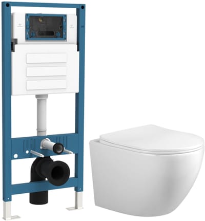 Adema Salina 2.0 Wandcloset - Spoelrandloos - 48.5cm - softclose zitting - met inbouwreservoir - glans wit