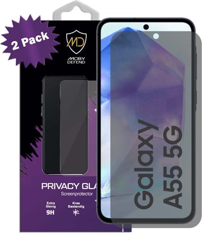 2-Pack MobyDefend Screenprotectors - Geschikt voor Samsung Galaxy A55 - HD Privacy Glass Screensavers