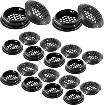 20x Ronde Ventilatie Rooster RVS Zwart 53mm voor Kasten en Meubels