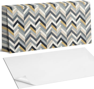 Coloray Plaktegels - Visgraatpatroon Zelfklevende Wandtegels - 40 cm x 20 cm - Grijs Plaktegels - 10 stuks - Rechthoek PVC Tegels - Plaktegels Badkamer - Vloertegels Zelfklevend - Vinyl Tegels Zelfklevend - Portugese Tegels