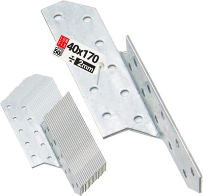 LUN FIX - Sparrenpfettenanker - Verzinkt - 40x170mm - 50 stuks - Zware Hoekverbinder - Rechts