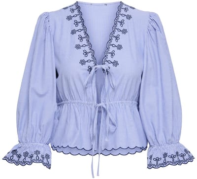 JDY - JDYSAVANNAH L/S EMB TIE TOP WVN EXP - Dames - Blouses