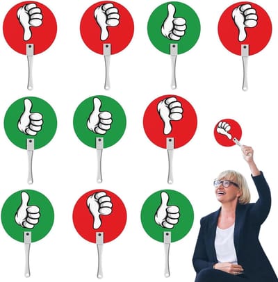 Peddel Ja Nee - Stemming Duim - Klaslokaal Interactie - Dubbelzijdig Ontwerp - 10 Stuks - Groen Rood