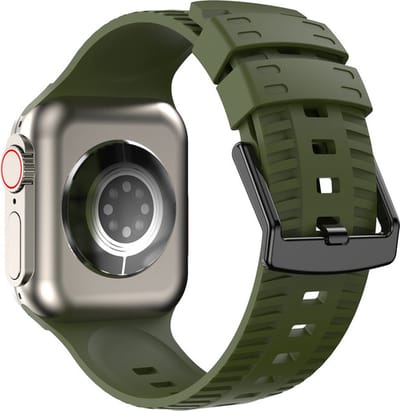 Siliconen bandje - geschikt voor Apple Watch 1/2/3/4/5/6/7/8/9/10/11/ SE (1,2,3) met maat 38 mm / 40 mm / 41 mm en 42 mm (Watch 10/11) - legergroen