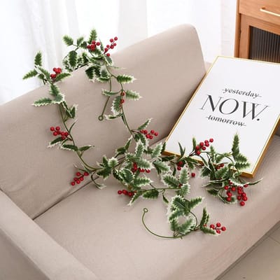 20 pièces fleurs en soie artificielle feuilles vigne feuille de baie guirlande plantes pour décoration de bricolage arbre de Noël maison jardin supermarché