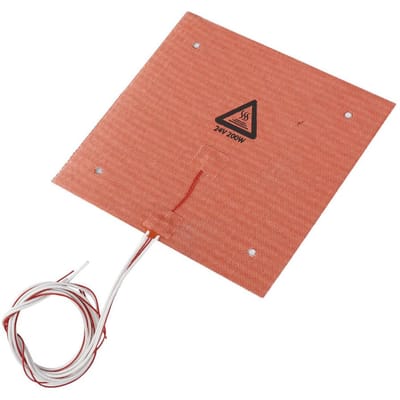 200W 24V 235*235mm Hoge Temperatuur Bestendigheid Siliconen Verwarmd Bed Verwarmingskussen voor 3D Printer brown