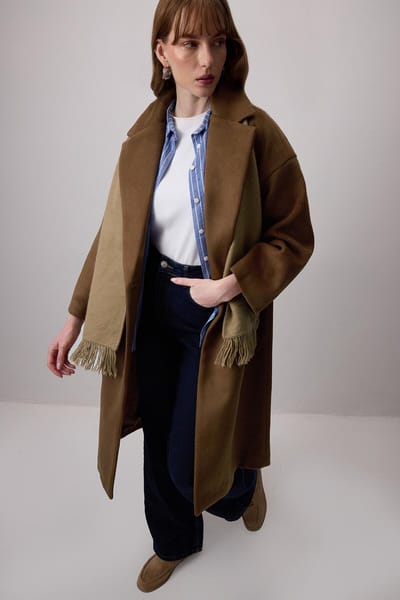 Touché Privé - Oversize wollen jas - Bruin - Dames