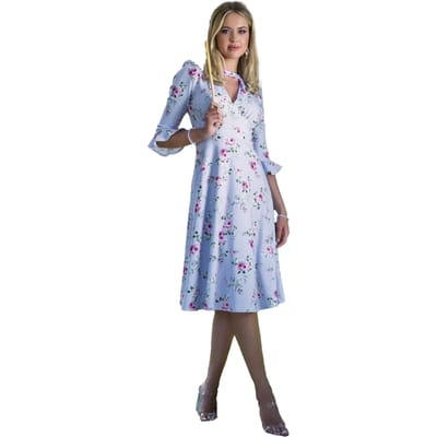 Midikleid met uitlopende mouwen en bloemenprint dames Goddiva