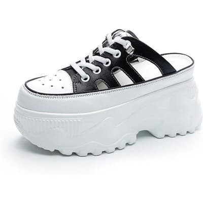 Schoenen voor dames met ronde neus, mode chunky sneakers, dames flats, loafers, slip-on, superhoge hakken, platform, gevulkaniseerde schoenen 7.5CM 38 white
