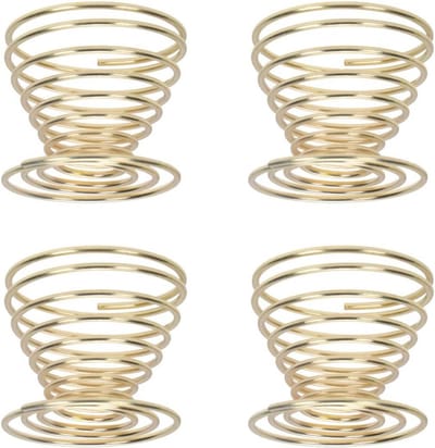 Stainless Steel Egg Cups 4pcs - Mini Spring Wire Egg Holder and Drying Rack for Kitchen