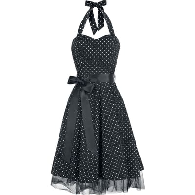 H&R London - Rockabilly Midi-jurk - Small Dot Dress - L tot 4XL - voor Vrouwen - zwart