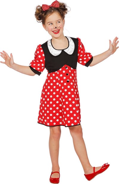 Minnie De Mooie Mouse Jurk - Kinderen - Meisjes - Rood/Wit- Maat 152