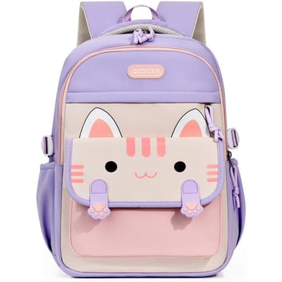 Kawaii Kattenprint Grote Capaciteit Schooltas Nylon Unisex Stedelijke Minimalistische Stijl Boekentas voor Studenten 14 Inch Laptop Rugzakken