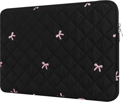 KZQ Laptophoes - Stevige laptophoes met geborduurde strik - Stijlvol en praktisch - Geschikt voor 13-inch laptops - Ideaal voor school, werk en dagelijks gebruik - Zwart
