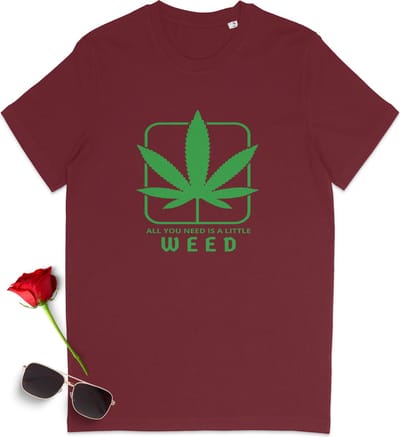 Leuk Weed tshirt - Grappig t-shirt met weed quote -  Dames tshirt - Heren t-shirt - T shirt vrouwen mannen - Unisex maten: S M L XL XXL XXXL - tShirt kleuren: Wit, zwart en bordeau rood (Burgundy).