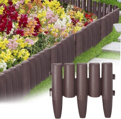 Decoratieve Gazonrand in Houtlook - 22,4m Kunststof Tuinborder