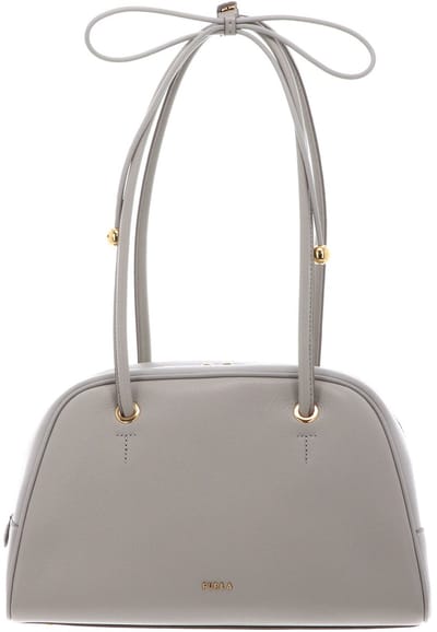FURLA Leren schoudertas Poppy Dome Shoulder Bag Stone Gray Lichtgrijs