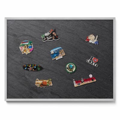 Tulup Magneetbord met Zilveren Frame - Zwart Magnetisch Bord met Kleurvariaties - 80 cm x 60 cm - Stenen muurtextuur - Magnetisch Bord Decoratief - Magneetbord Multifunctioneel - Magneetbord Voor Thuiskantoor
