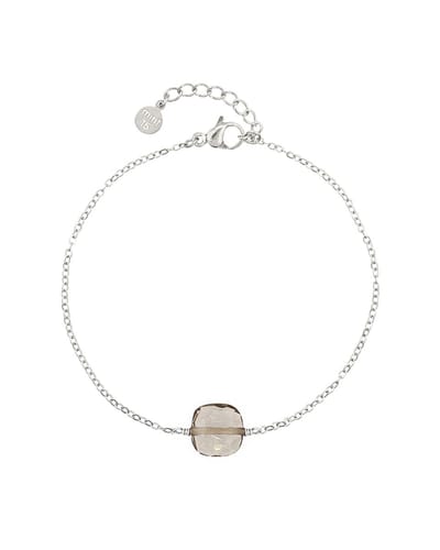 Mint15 Armband Zirkonia steen - Smoked Topaz - Zilverkleur RVS/Stainless Steel