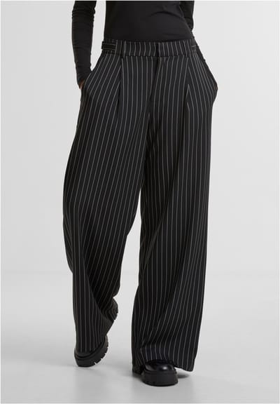Urban Classics - Pinstripe Wijde broek - Taille, 27 inch - Grijs/Wit