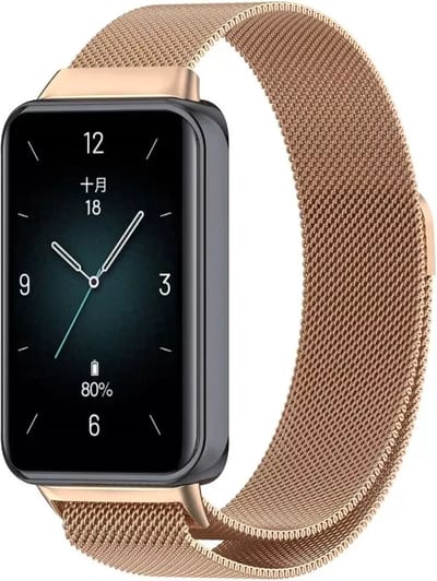 Strap-it Milanees RVS bandje / Milanese band - geschikt voor de Honor Band 9 (rosé goud / rose gold)